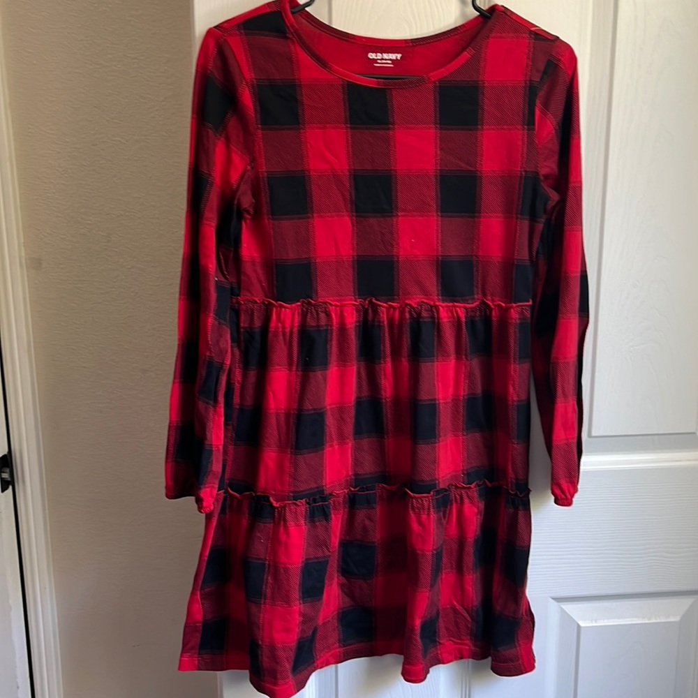 OLD NAVY BLACK AND RED PLAID-DRESS RED SIZE XL 14/16